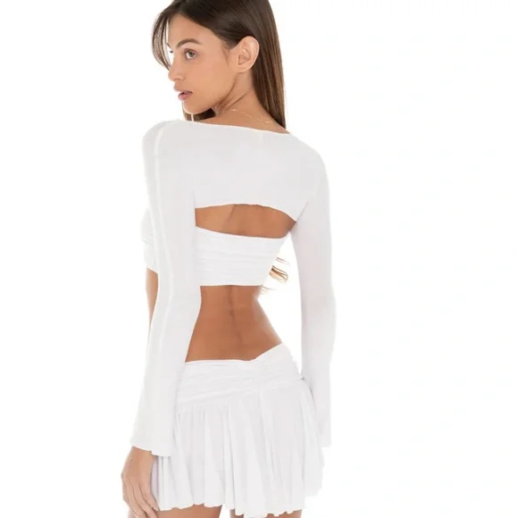 ARE YOU AM I Taela White Crop Top